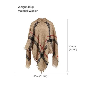 HITOP Women's Boho Tassel Cape Poncho Knit Sweater