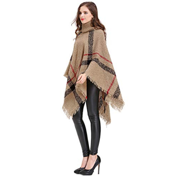 HITOP Women's Boho Tassel Cape Poncho Knit Sweater