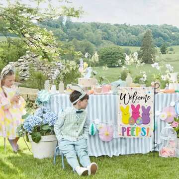 Welcome Bunny Easter Garden Flag 12x18 Inch Double-Sided, Easter Decorations for Outside, Small Burl...