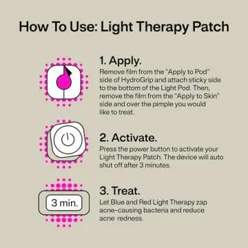 l.a.b Light Therapy Acne Patch, 2-Pack, LED Red and Blue Light Hydrocolloid Acne Patches, Fast Acting 3 Minute Skin Care Pimple Patch Spot Regimen for Zits, Blemishes, 60 Uses