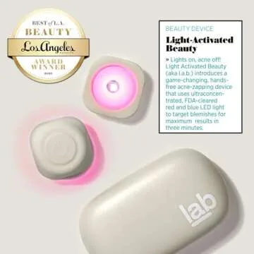 l.a.b Light Therapy Acne Patch, 2-Pack, LED Red and Blue Light Hydrocolloid Acne Patches, Fast Acting 3 Minute Skin Care Pimple Patch Spot Regimen for Zits, Blemishes, 60 Uses