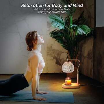 HASUN Candle Warmer Lamp, Vintage Glass Electric Dimmable Candle Warmer Lamp with Timer and Adjustable Height/Heat, 2-8h Timer, Candle Warmer Lamp for Bedroom, Scented Candles Warmer Gold