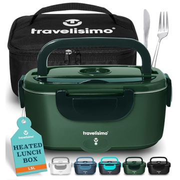 TRAVELISIMO Electric Lunch Box - 80W Self Heating 1.5L Portable Lunchbox for Work