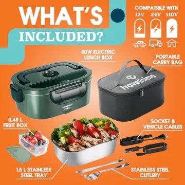 TRAVELISIMO Electric Lunch Box with 80W Heating Power