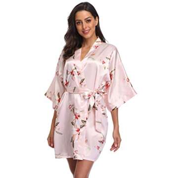 Elegant Floral Satin Robe for Bridesmaids and More