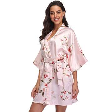 Elegant Floral Satin Robe for Bridesmaids and More