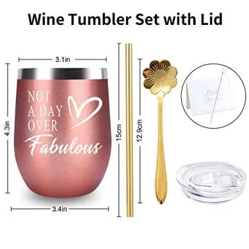 Birthday Gifts for Women, Thank You Gifts for Women, Mom Birthday Gifts for Mom, Ideal Friendship for Friends, Sister, Unique Mom Gifts- Wine Tumbler Gifts for Her(Rose Gold)