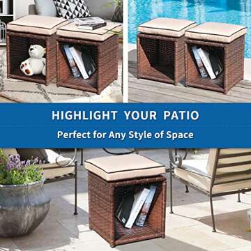 Stylish Verano Garden Patio Storage Ottomans for Outdoor Use