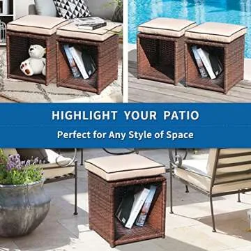 Stylish Verano Garden Patio Storage Ottomans for Outdoor Use