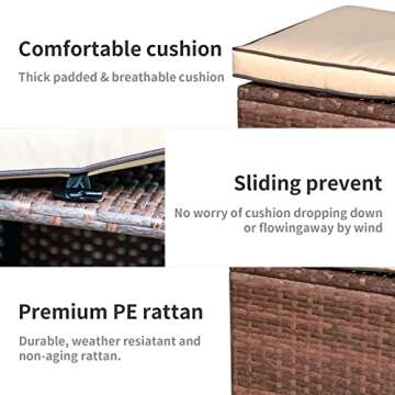 Stylish Verano Garden Patio Storage Ottomans for Outdoor Use