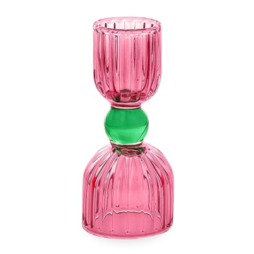 Tipsy Turvy Pink & Green Glass Jigger Set for Cocktails