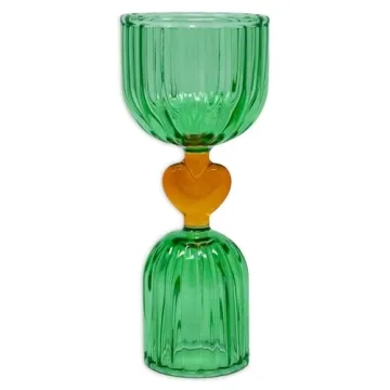 Tipsy Turvy Pink & Green Glass Jigger Set for Cocktails