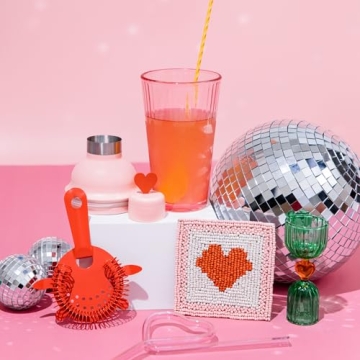 Tipsy Turvy Pink & Green Glass Jigger Set for Cocktails