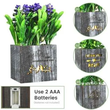 Kinkota Faux Plants with LED Nightlight for Home Decor