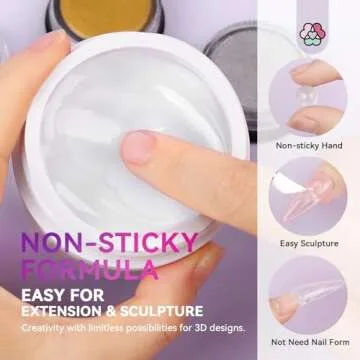 SAVILAND Solid Builder Nail Gel - 60g Large Capacity 3D Nail Gel Sculpting Gel for Nail Art Non-Sticky Hand Hard Gel Carving Gel Nail Glue Extension Gel with Sequins Chrome Nail Powder DIY Salon Home