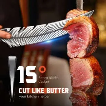 TIVOLI Feather Carving Knife,8 inch Boning Butcher Knife for Meat Cutting, Hand Forged High Carbon Steel Viking Fillet Knife for Brisket Outdoor Camping BBQ Father's Day Christmas Gift Men Women