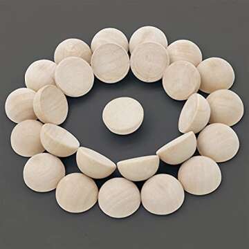 Auvoau 120Pcs Half Wooden Beads for DIY Crafts