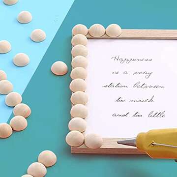 Auvoau 120Pcs Half Wooden Beads for DIY Crafts