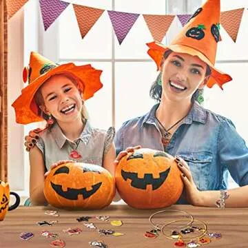 SANNIX 110Pcs 55 Pairs Halloween Charms Gold Enamel Jewelry Pendants for Halloween Earring Bracelet Necklace Craft Making