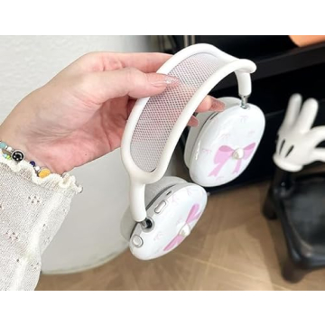 Cute Cartoon AirPods Max Case with Pink Bow Design