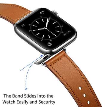 KYISGOS Compatible iWatch Band - Genuine Leather Replacement for Apple Watch