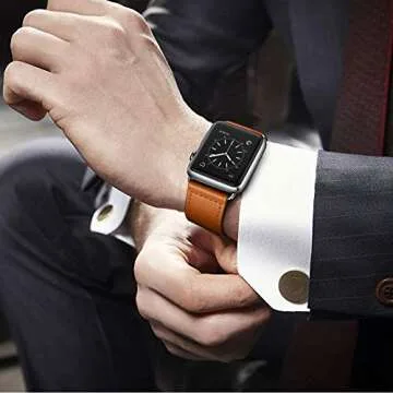 KYISGOS Genuine Leather Watch Band for Apple Watch