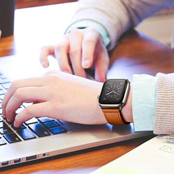 KYISGOS Genuine Leather Watch Band for Apple Watch