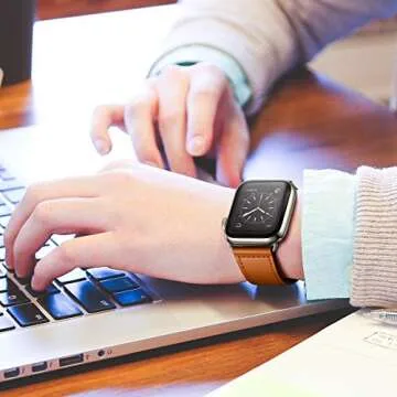 KYISGOS Genuine Leather Watch Band for Apple Watch