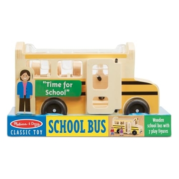 Melissa & Doug School Bus Wooden Toy Set for Creative Play