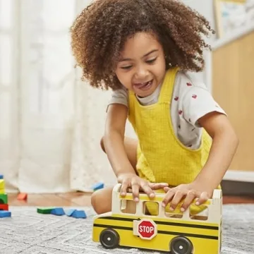 Melissa & Doug School Bus Wooden Toy Set for Creative Play