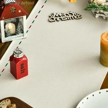 Colorful Santa's Workshop Table Runner for Christmas