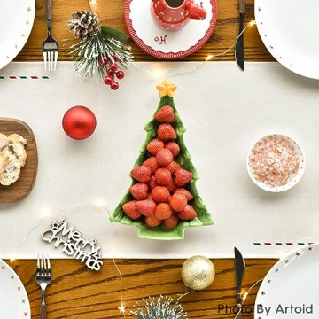 Colorful Santa's Workshop Table Runner for Christmas