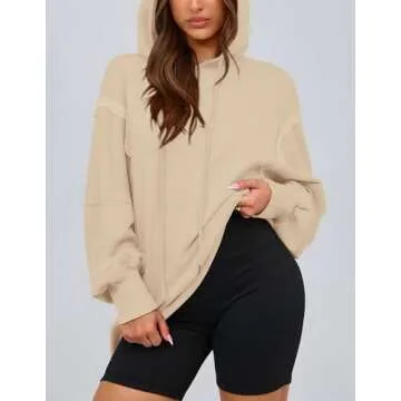 PRETTYGARDEN Womens Oversized Hoodie 2025 Spring Sweatshirt Long Sleeve Loose Trendy Outfits Casual Cute Pullover Tops (Beige,Medium)