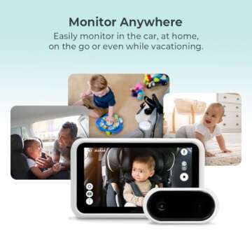 Tiny Traveler 5” HD Touch Screen Baby Car Monitor – Hackproof, No WiFi Baby Camera for Car and H...