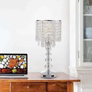 Acaxin Crystal Table Lamp with USB Charging Ports