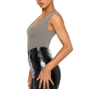Trendy Sexy Plunge V Neck Bodysuit for Women