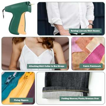 Fine Stitch, Mini Stitch Gun for Clothes,Stitch Quick Clothing Fixer Sewing Quilting Hemming Quick Stitch Tagginn Gun Kits with 2 Needles, 2000 Black & 2000 White 4.4mm Fastener