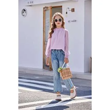 Arshiner Girls Casual Frill Neck Blouse for Ages 5-12