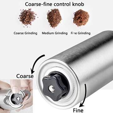 KeeTrnLiv Espresso portable Stainless Steel Manual Coffee Grinder with Quiet Ceramic Burr Bean Mill ...