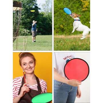 Gejoy 24 Pcs Foldable Flying Disc Fans Set - Colorful Fun