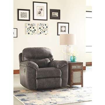 Signature Design by Ashley - Shelvia Textured Ceramic Table Lamp - Oval Drum Shade - Antique White