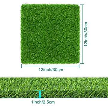 DenForste 6 Pack Chicken Nesting Box Pads - Washable Artificial Grass Nesting Pads - Chicken Nesting Pads for Chicken Coop and Pet Garden Lawn Indoor Outdoor 12"×12"×1"