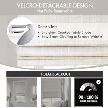 Madison Park Galen Cordless Roman Shades - Fabric Privacy Single Panel Total Blackout, Energy Effici...