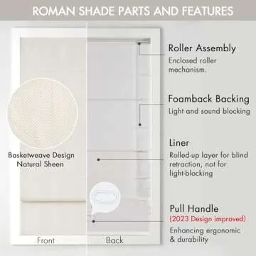 Madison Park Galen Cordless Roman Shades 27x64 Total Blackout