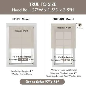 Madison Park Galen Cordless Roman Shades 27x64 Total Blackout