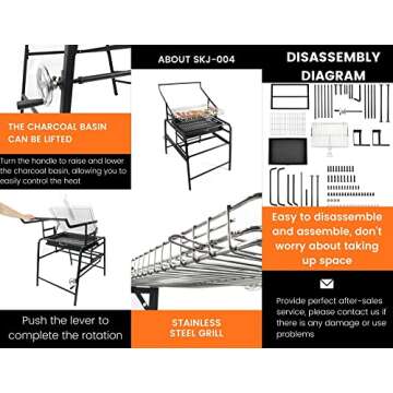 Portable 360° Rotating Charcoal Grill for Camping