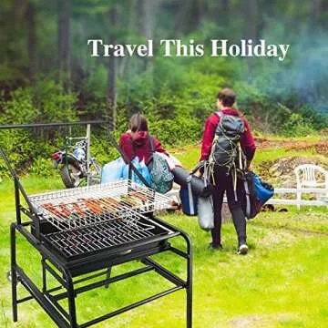 Portable 360° Rotating Charcoal Grill for Camping