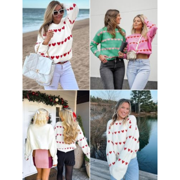 Saodimallsu Heart Sweater for Women - Cozy Valentine Style