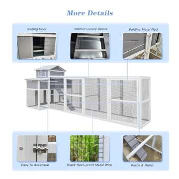 YOPTO 150" Chicken Coop with Nesting Boxes & Sliding Door