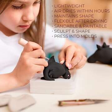 Foam Clay Air Dry Foam Modeling Clay - Cosplay Soft Clay for Slime Add Ins, Molding Clay for Sculpting with Eva Foam - 300 Gram Black Air Dry Clay